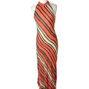 90s Does 70s Halter Maxi Dress By Caché